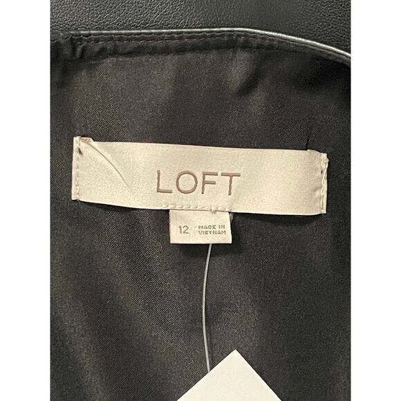 NWT LOFT Women's 12 Faux Leather Shift Dress Black Office Siren Career Edgy Work - Picture 9 of 11